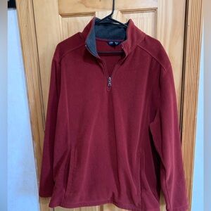 St John’s Bay Men’s L Red Long Sleeve Pullover with half zipper and front pocket
